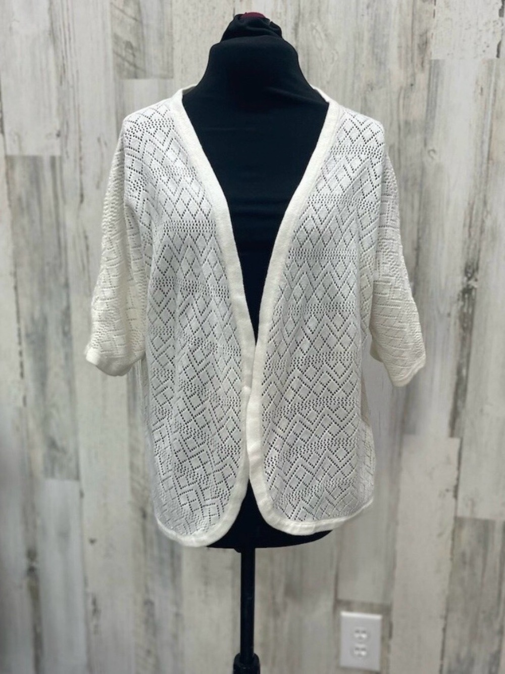 White Open-Knit Cardigan Sweater - Lightweight Layer